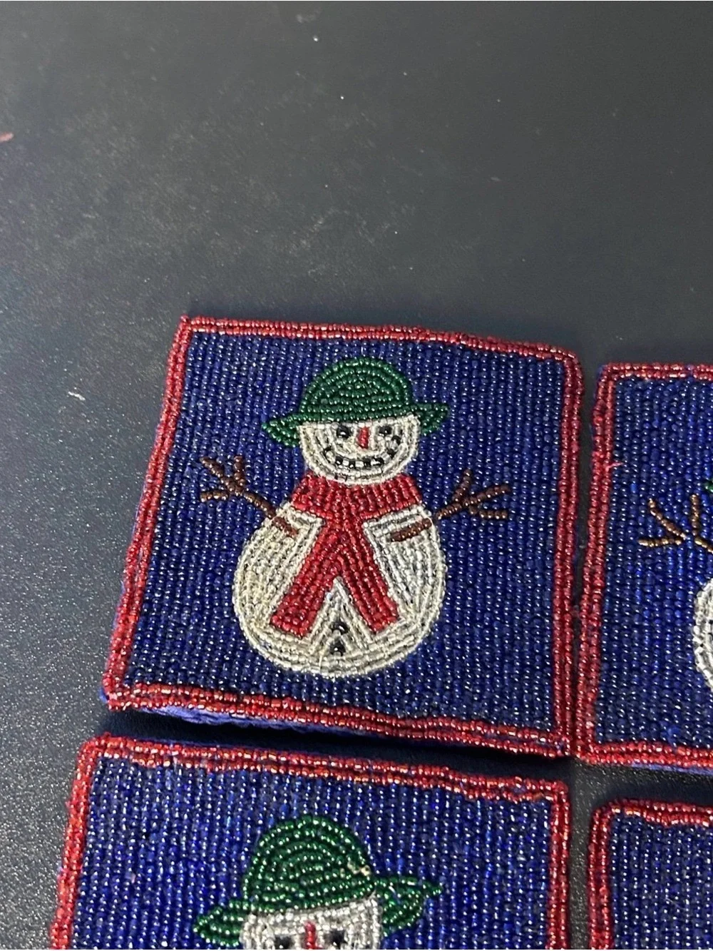 Crate and barrel snowman coasters